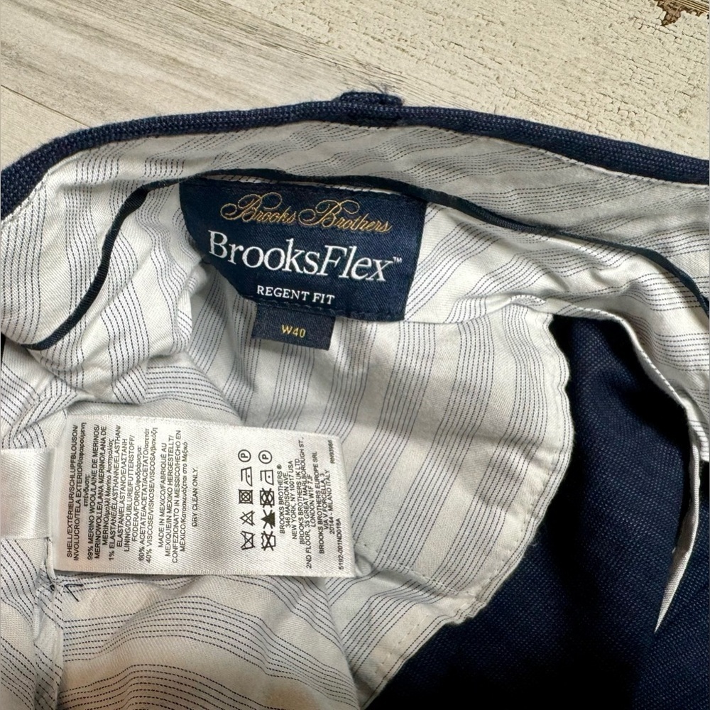 Brooks Brothers Pants Men's 40x29 Blue Regent Fit BrooksFlex Reda Flexo Wool - Picture 8 of 11